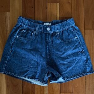 Blue Denim Elastic-Waist Women’s Shorts